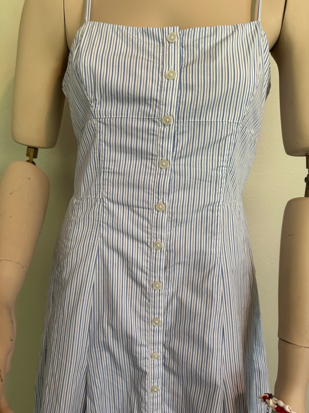J. CREW Striped Linen Button Front Maxi Dress Coastal Preppy Blue White - Picture 4 of 6
